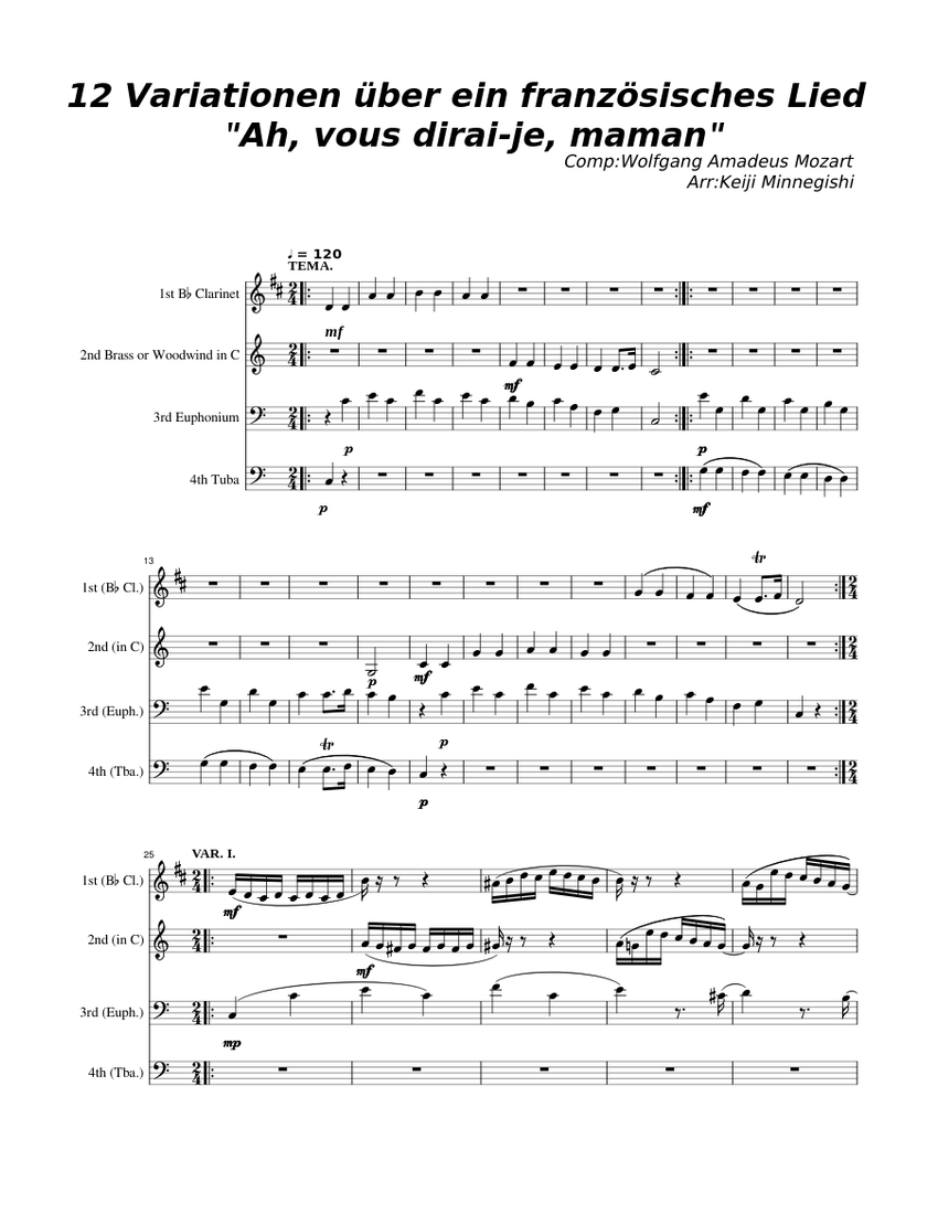 W.A.Mozart:12 Variationen ueber ein franzoesisches Lied [Ah