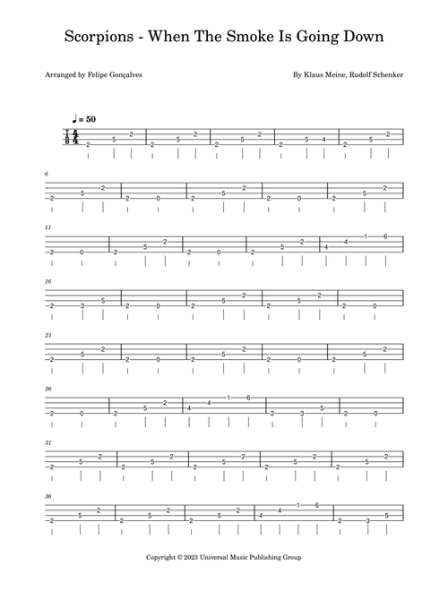 When The Smoke Is Going Down (Arr. Felipe Gonçalves) - Scorpions (Bass Tab)