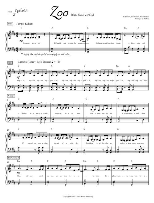 Zoo (Arr. AJ Tan) - Shakira (Piano Solo)