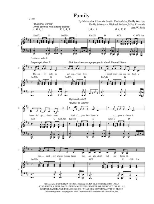 Family (Arr. W. Jack) - Justin Timberlake Anna Kendrick Camila Cab (Choral, 2-Part)
