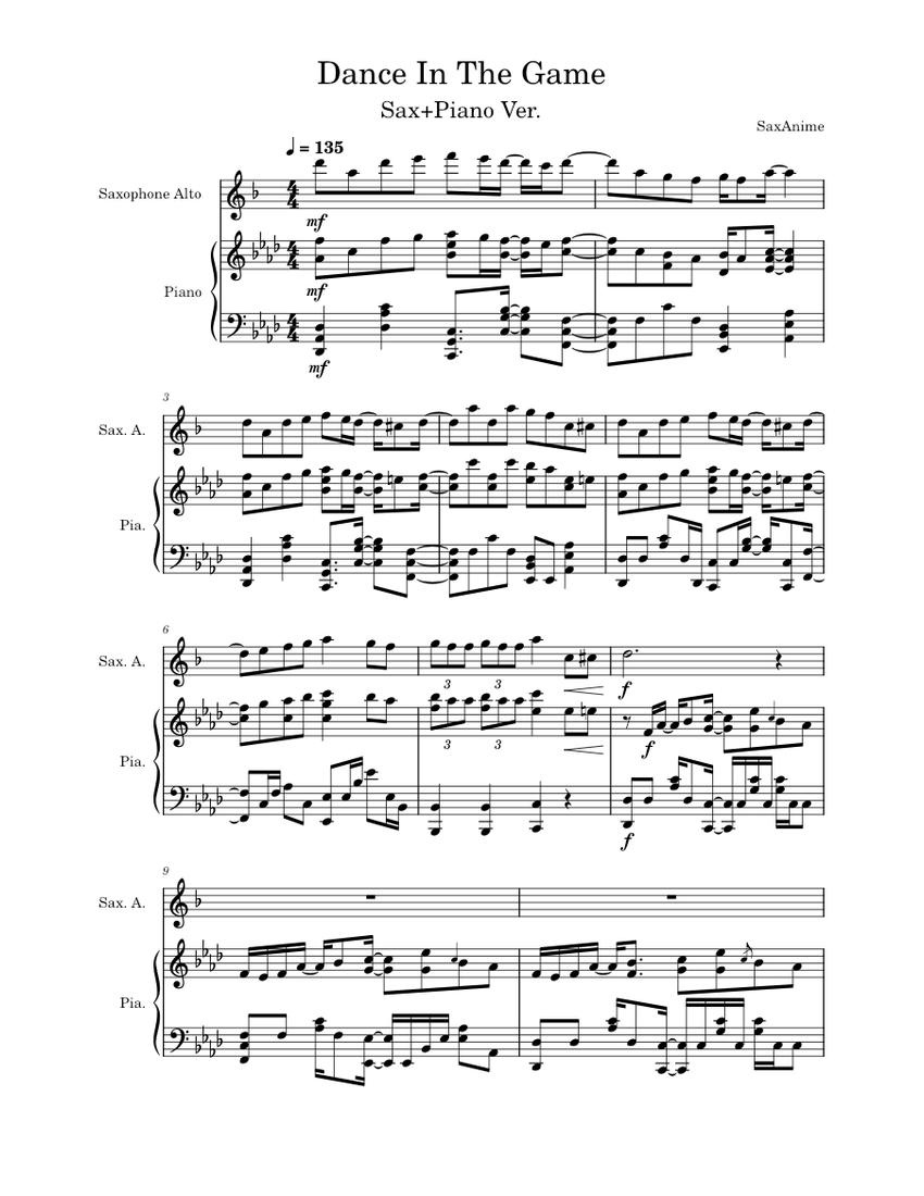 Dance In The Game Sax/Piano Classroom of the Elite OP2 Sheet music