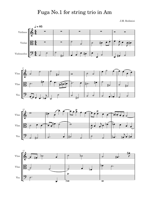 String quartet, Fuga a 3 in Am - J.M. Redimisi
