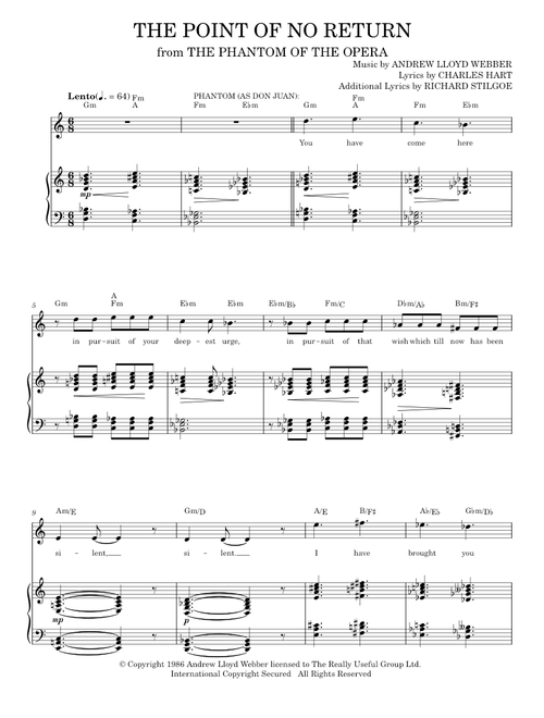 The Point Of No Return (from The Phantom Of The Opera) - Andrew Lloyd Webber, Phantom Of The Opera M (Piano Vocal)