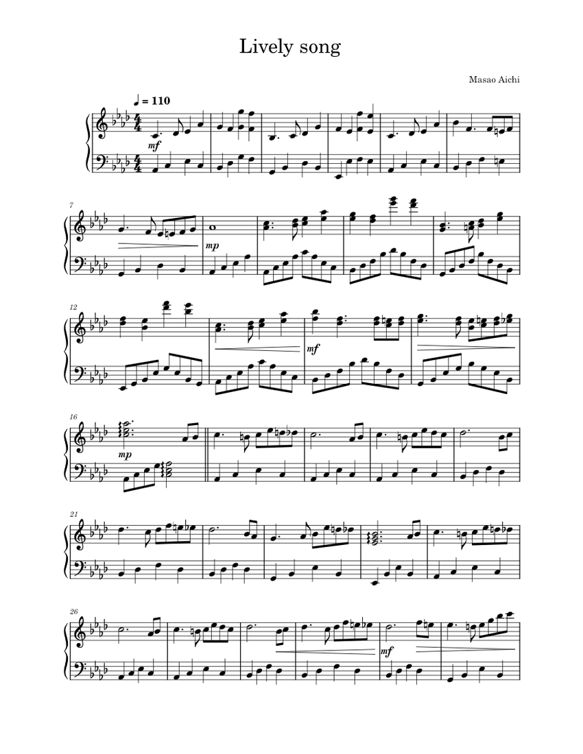 Lively song Sheet music for Piano (Solo)
