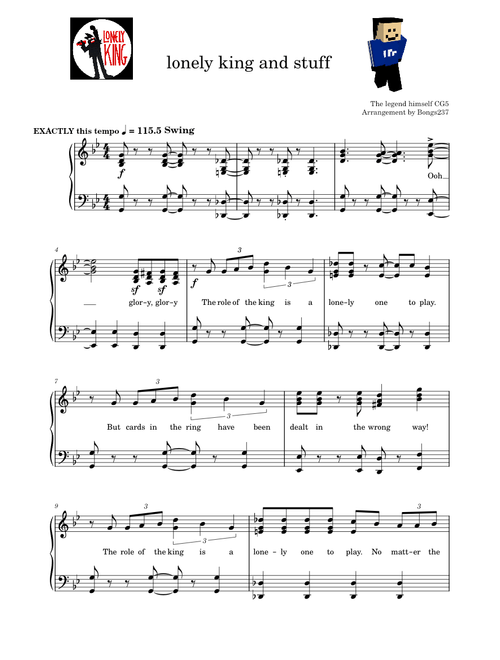 Lonely King – CG5 (piano arrangement)