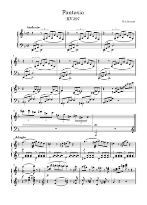 Partition Fantaisie En Ré Mineur K397 - Édition Leisinger Pour Piano