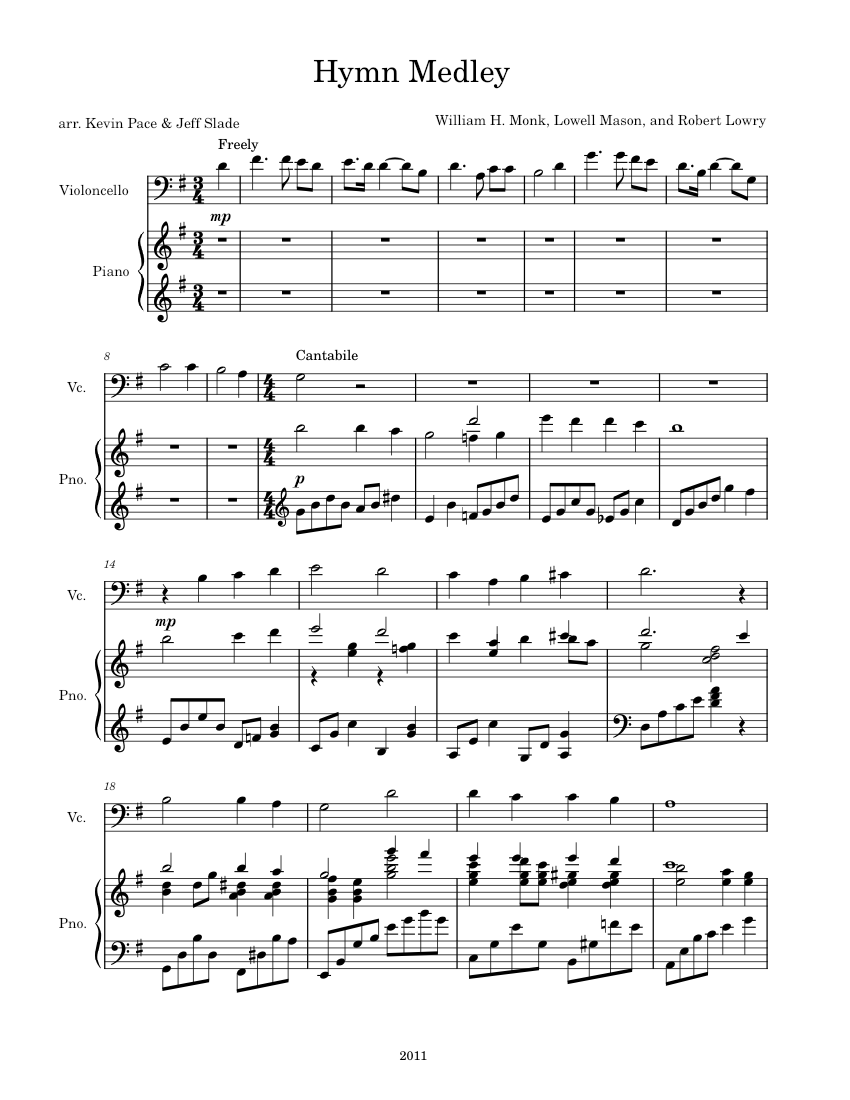 Hymn Medley Sheet music for Piano, Cello (Mixed Duet)