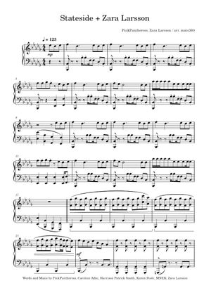 Play Official version of Stateside Sheet Music by Zara Larsson ...