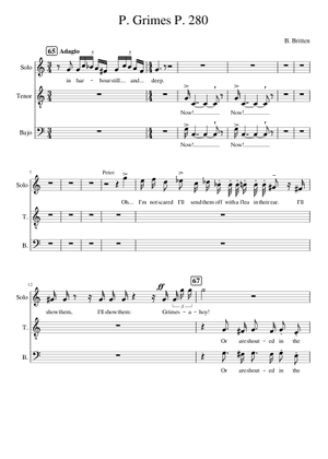 Peter Grimes P. 66 Sheet Music for Piano, Soprano, Alto, Tenor