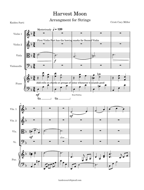 Harvest Moon - English Folk Song - Piano Quintet