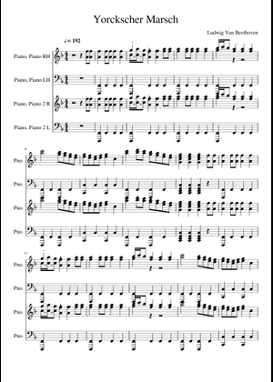 Yorkscher Marsch - Ludwig van Beethoven Sheet Music for Recorder (Mixed ...