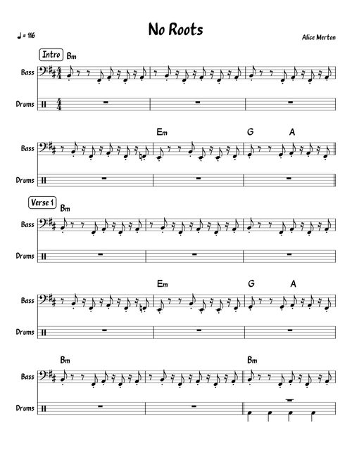 No Roots by Alice Merton - Bass w/ Basic Drums