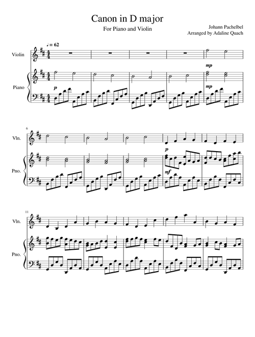 Canon in D Violin Piano