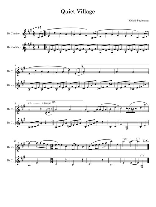 Quiet Village – Koichi Sugiyama Dragon_Quest_VIII__Quiet_Village_Solo_Clarinet Duet