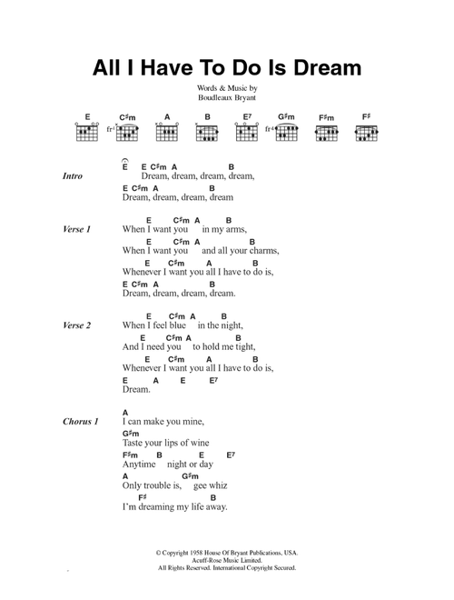 All I Have To Do Is Dream - The Everly Brothers (Guitar Chords-Lyrics)
