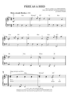 Free Free As A Bird by The Beatles sheet music | Download PDF or