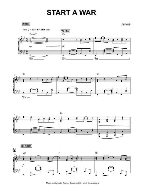 Start a war - JENNIE (Piano)