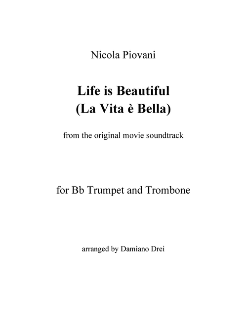 Life Is Beautiful (la Vita E Bella) (Arr. Damiano Drei) - Nicola Piovani (Instrumental Duet)