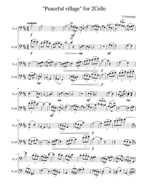 Peaceful village for 2Cello / Y-Fukunaga