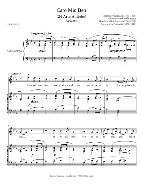 Caro mio ben - High - Tommaso Giordani