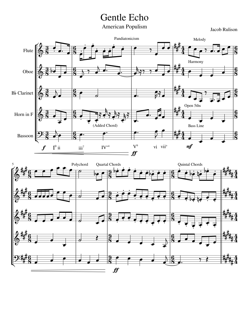 Gentle Echo Sheet music for Flute, Oboe, in bflat, Bassoon