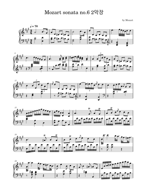 Piano Sonata No. 6 in D Major, Movement 1 – Wolfgang Amadeus Mozart