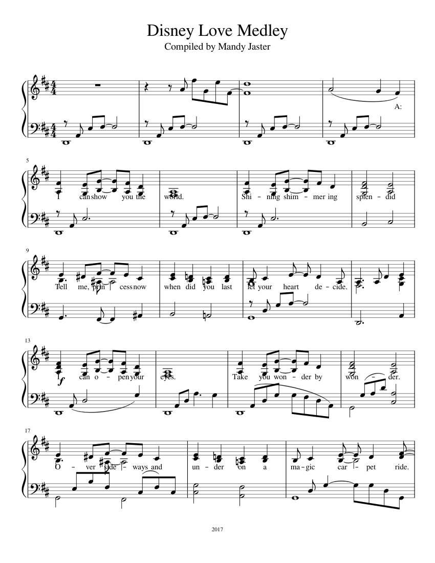 Disney Medley Sheet music Piano Musescore.com