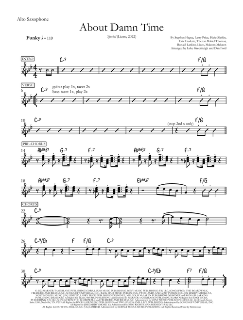 About Damn Time (Arr. Dan Ford) - Lizzo (Lead Sheet - Fake Book)