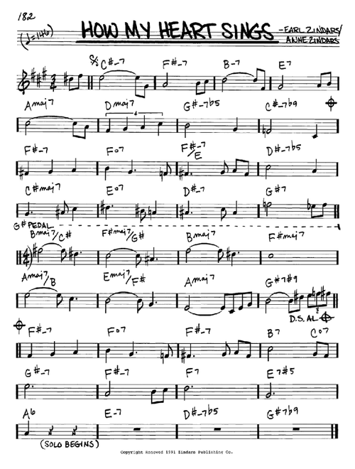 How My Heart Sings - Bill Evans (Real Book - Melody-Chords)