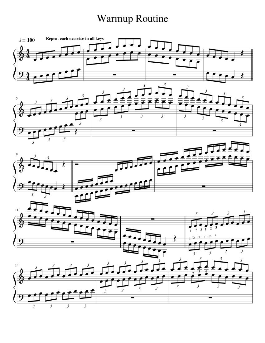 Warmup Routine Draft Sheet music for Piano (Solo) | Musescore.com