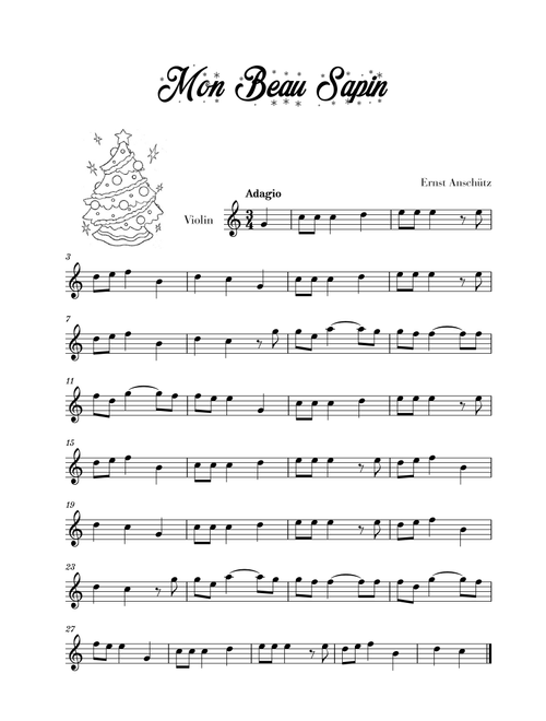 Mon Beau Sapin (for Violin) (Arr. Cadenza Editions) - Ernst Anschütz (Violin Solo)