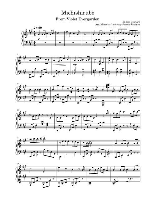 Michishirube – Minori Chihara Violet Evergarden Ending,  Michishirube (Easy piano)