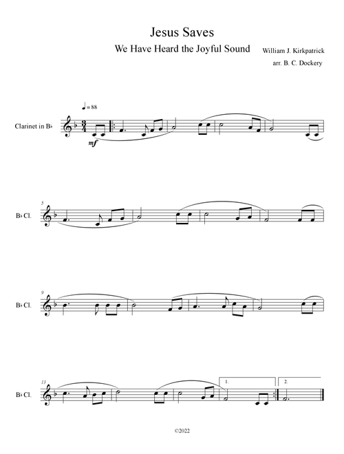 Jesus Saves (Clarinet Solo) (Arr. B. C. Dockery) - William J Kirkpatrick (Clarinet Solo)