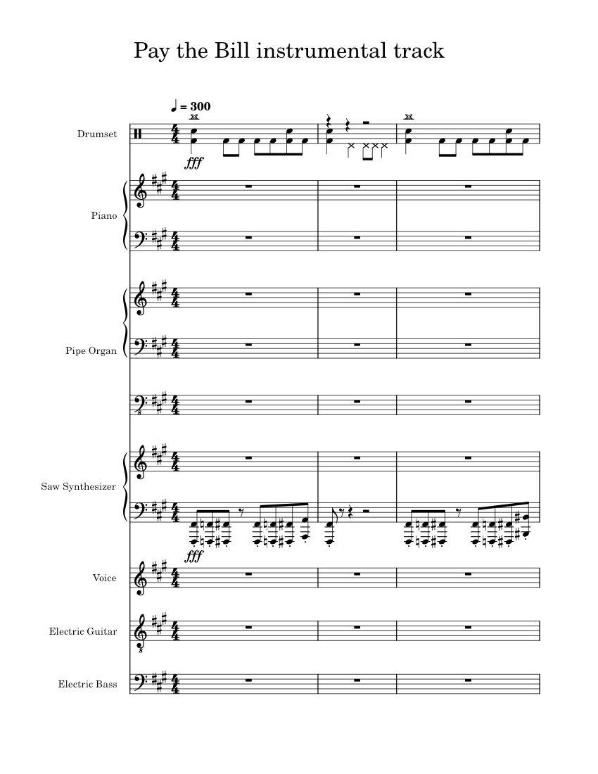 Pay the Bill instrumental track Sheet music for Piano, Organ, Vocals ...