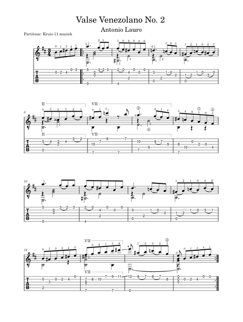 Antonio Lauro - Valse Venezolano No. 2 - guitar TAB