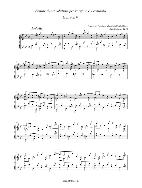 Martini: Sonate d’intavolatura, Sonata V - Preludio