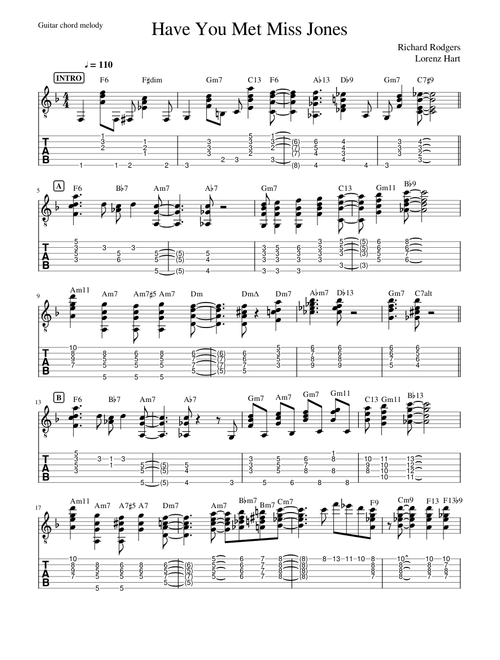 Have You Met Miss Jones (guitar chord melody)