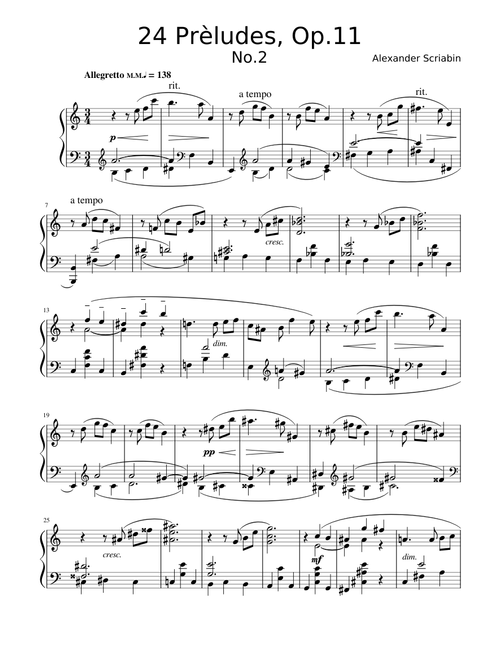 24 Preludes, Op.11, No.2 - A. Scriabin