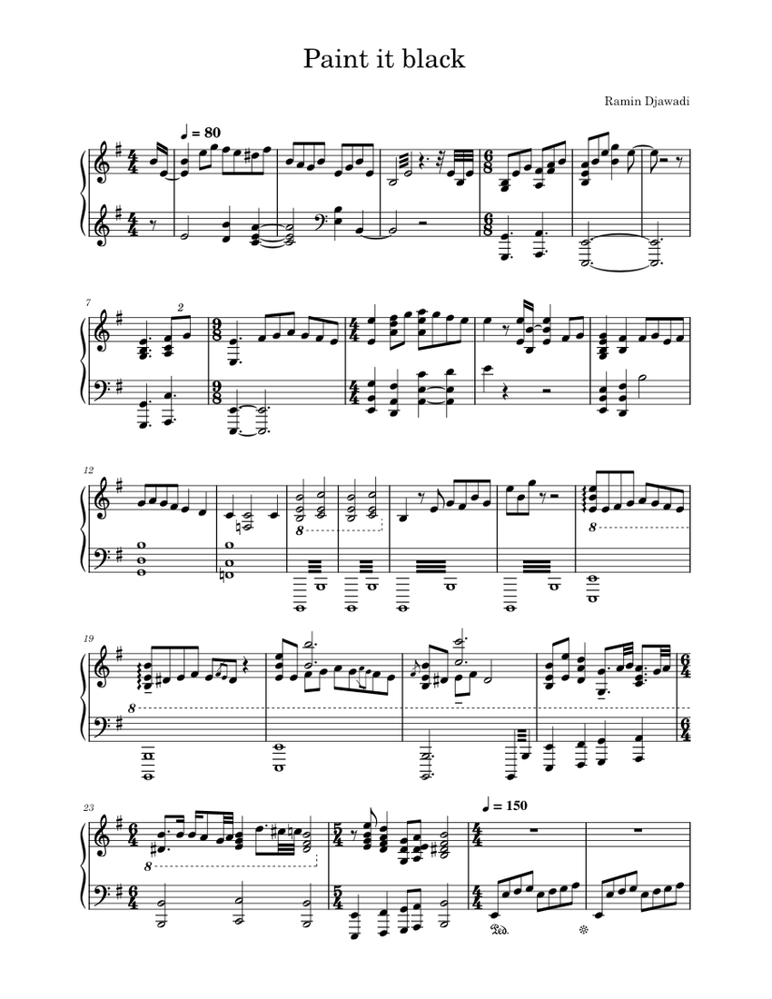 Westworld Paint it black Sheet music for Piano (Solo)