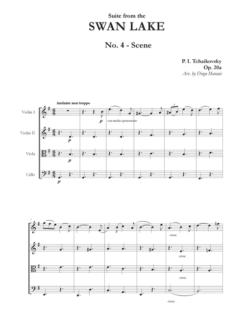 "Scene No. 2" from Swan Lake Suite for String Quartet (Arr. Diego Marani) - P. I. Tchaikovsky (String Quartet)