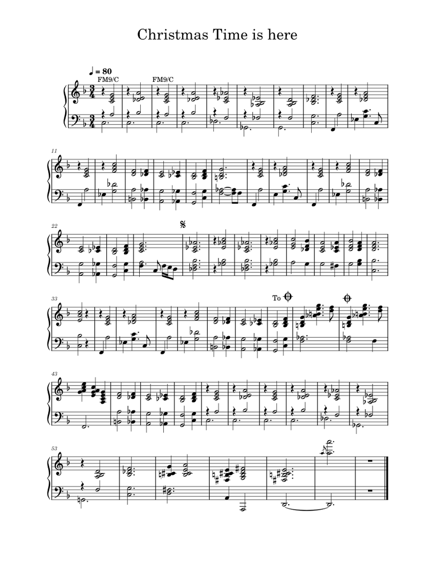 Cool Christmas Time Is Here Piano Sheet Music Pictures
