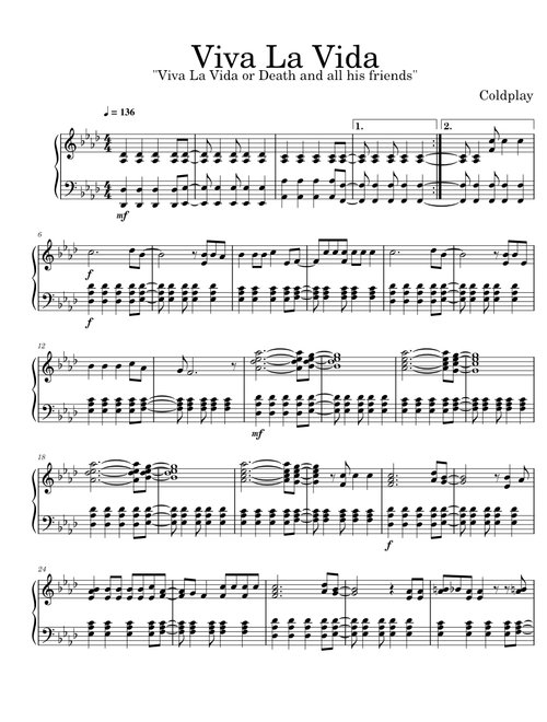 Viva La Vida - Coldplay - Piano