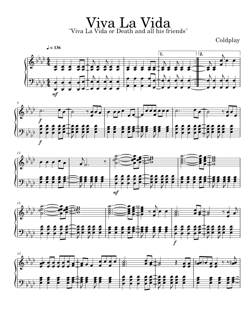 Viva La Vida - Coldplay - Piano Sheet music for Piano (Solo ...