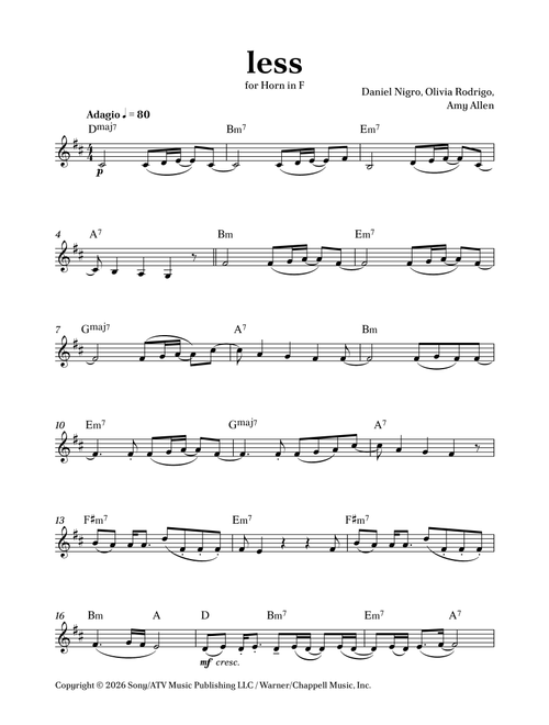 Less (Arr. Caio Costa) - Olivia Rodrigo (French Horn Solo)