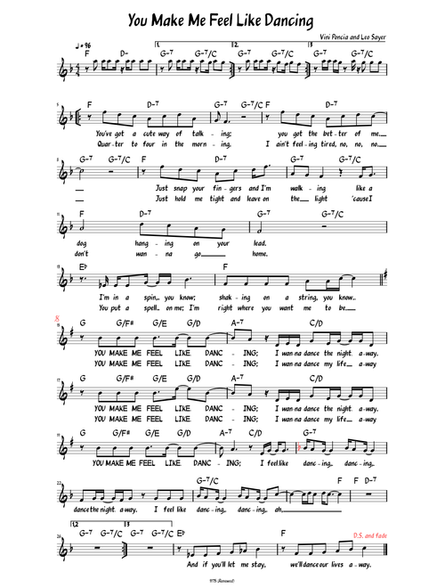 You Make Me Feel Like Dancing (Lead sheet with lyrics )