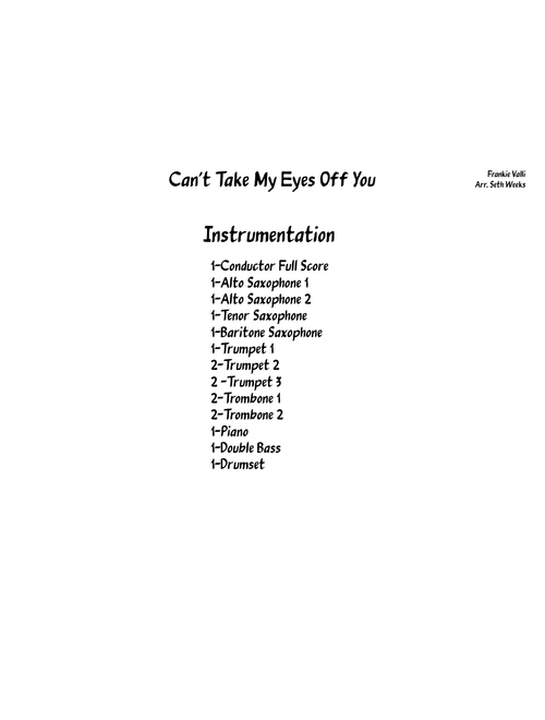 Can't Take My Eyes Off You - Frankie Valli (Jazz Band Arrangement)