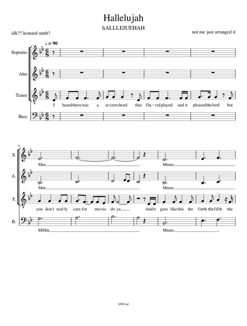 Hallelujah - Leonard Cohen (SATB Acapella)
