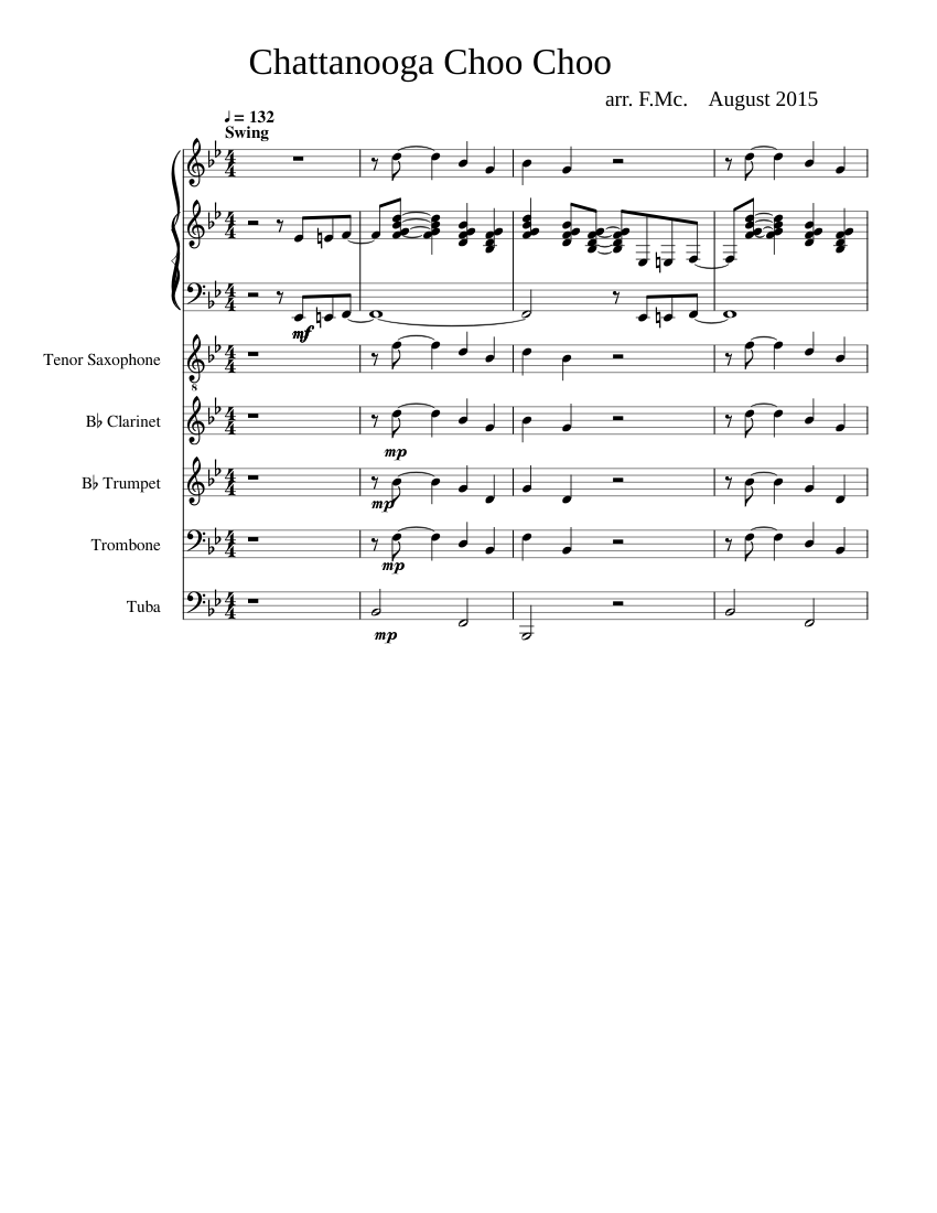 3928886 Chattanooga Choo Choo All parts shown in concert pitch Sheet ...