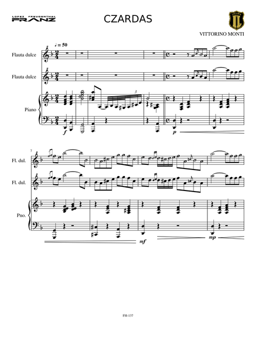 CZARDAS FLAUTA DULCE Y PIANO
