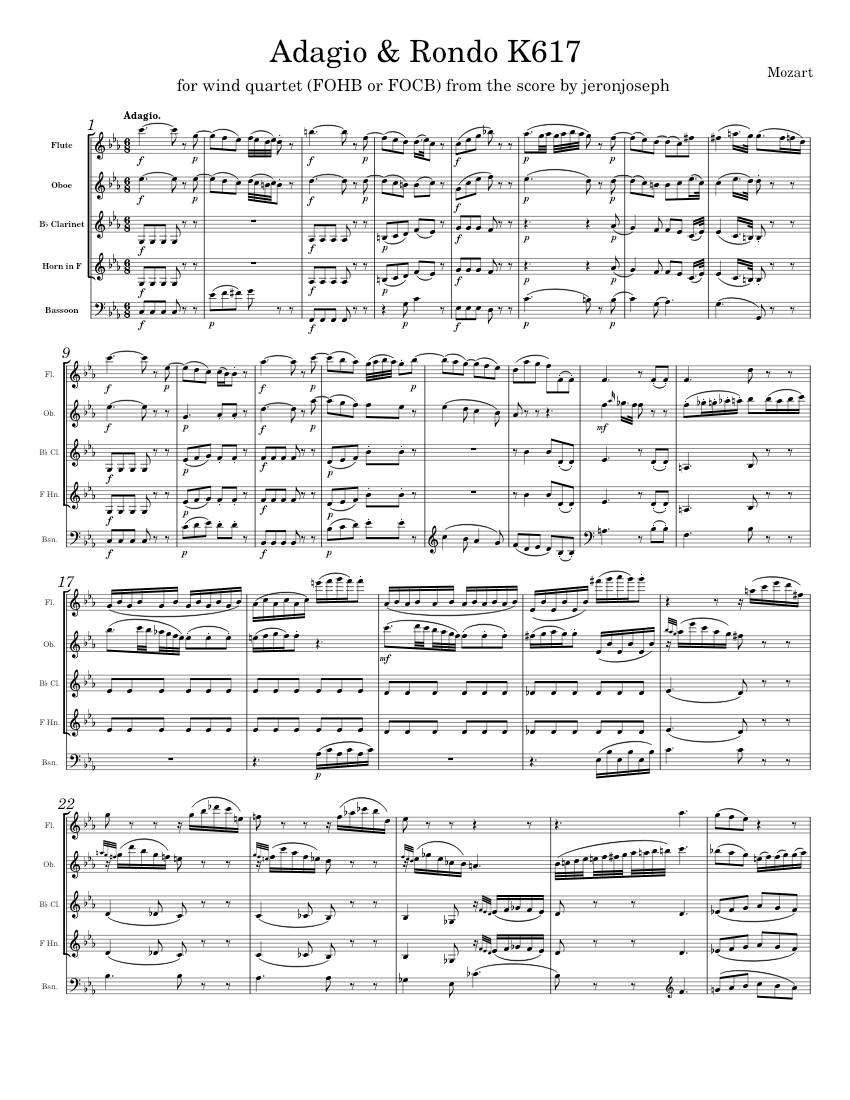 Adagio and Rondo K617 - Wolfgang Amadeus Mozart Sheet Music for